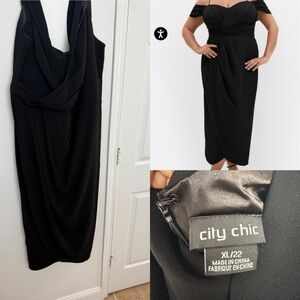 City Chic Elegant Black Midi Dress